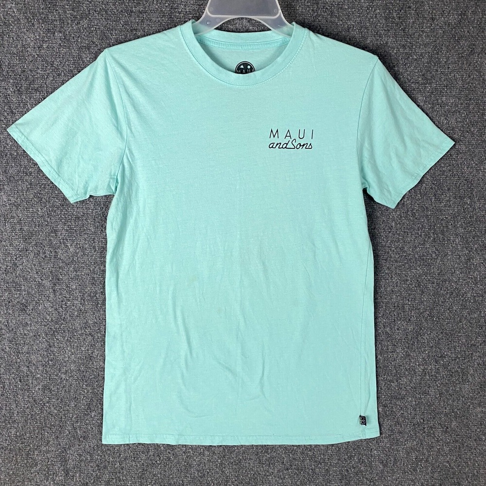 Maui T-Shirt Men's Medium Short Sleeve Blue Cotton‎ Blend Stained Adults M